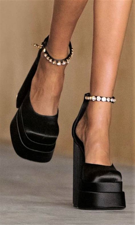 versace collection white shoes|Versace chunky heels.